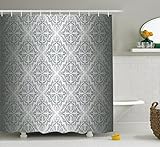 Abakuhaus Duschvorhang, Vintage Mandala Barocke Muster Einfarbige Viktorianische Antike Verzierung Retro Damast Druck, Blickdicht aus Stoff mit 12 Ringen Waschbar Langhaltig Hochwertig, 175 X 200 cm