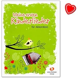 Mis primeros canciones para niños – 27 canciones para la educación inicial en el acordeón – libro de partituras con colorido clip en forma de corazón