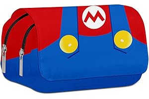 JXBBAAC Marrio Trousse à Crayons, Marrio Sac à Crayons Trousse à Crayons Zippée en Toile Dessin Animé Trousse Scolaire Trousse Scolaire Scolaires Papeterie Organisateur Trousse à Crayons pour Enfants