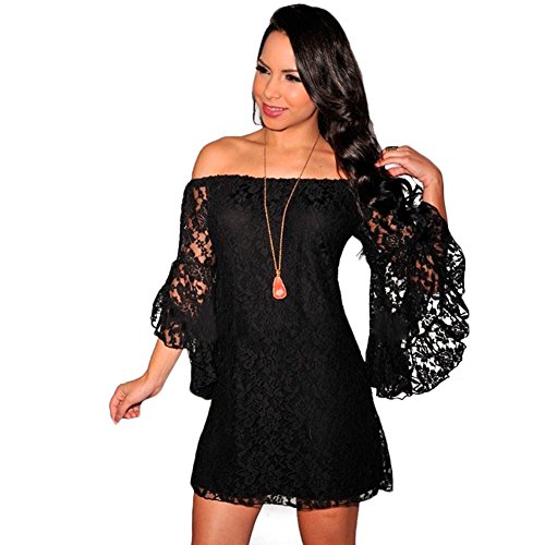 MK09 2015 The New Sexy Collar Skirt Lace Temperament dress (S, BLACK)