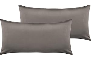 Pure Label 2er Set Mako Satin Kopfkissenbezüge 40x80 cm aus 100% Baumwolle in Taupe - Traumhaft weiche Kissenbezüge passend zu unseren Bettwäsche Sets