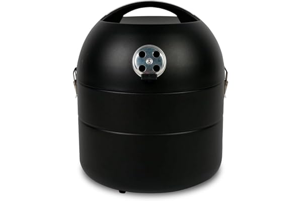 Amig - Barbacoa de Mesa - Portátil de Carbón - Sistema de Ventilación y Depósito de Ceniza - Parrilla de Acero de Ø29 cm - Medidas: Ø34,5 x 42,8 cm - Color: Negro