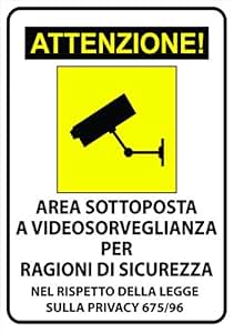 Targhe Storiche Cartello Area Video 20x30 Cm Immagine Gialla Cartelli Segnalatori ''Area Sottoposta A Videosorveglianza'' - 33378 A Soli 5.26 U20ac Su Portatarga Con Telecamera - Foto 8