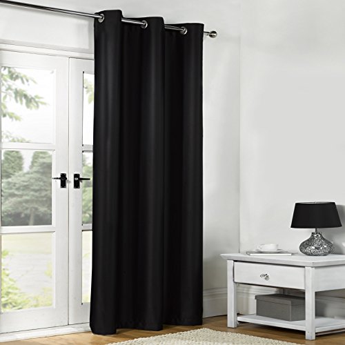 Songmics Verdunklungsgardine Gardin Vorhänge mit Ösen 145 x 245 cm schwarz LRB245H