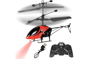 LGQHCE Remote Control Helicopter, RC Helicopter with LED, Toy Helicopters, Helicopters for Boys, One Key Take Off Landing, Aircraft Indoor Flying Toy, Ideal Festival Gifts for Boys Adults, Red