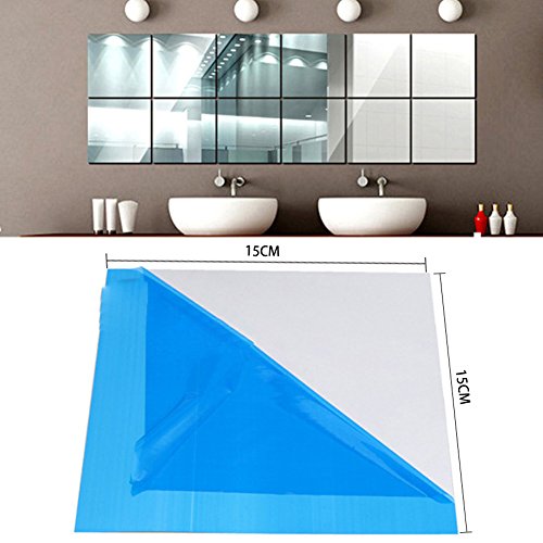 16 Stück Wandspiegel Spiegelfliesen Spiegelkachel DIY Wanddekoration Wandspiegel für Küche Badezimmer Umkleidekabine Dekorative - 2