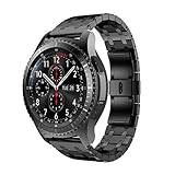 Altsommer Armband 22mm für Samsung Gear S3 Frontier Luxus Edelstahl mit Schnellverschluss Armbände, Edelstahl mit Replacement Uhrenarmband mit Metallschließe für Damen Herren,Gold (Schwarz)