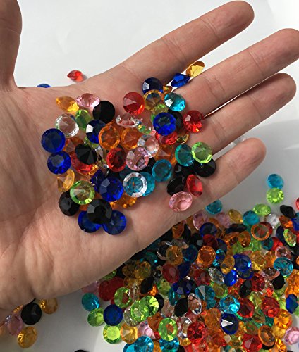 400 Stück 11mm glitzernde bunte + klare transparente Deko Diamanten Brillianten Strasssteine Acrylsteine transparent klar kristall basteln Gltzersteine Schmucksteine Strass Steine zum Verzieren Dekorieren von CRYSTAL KING - 5