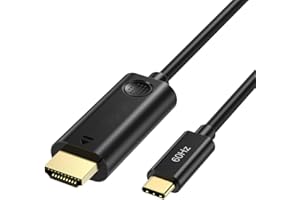 CABLEGLAXAY Câble USB C vers HDMI 4K 60Hz [Connecteurs plaqués or anti-interférence] 1.8m Type C vers HDMI Thunderbolt 3 Compatible avec iPhone 15 Pro/iPhone 15 Pro Max, MacBook Pro/Air, Galaxy,Surface Pro