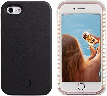 Avkkey iPhone 8 Led Case iPhone 8 Selfie Light iPhone Case Great for a bright Selfie and Facetime Illuminated Light Up Case Cover for iPhone 7 4.7'' - Black