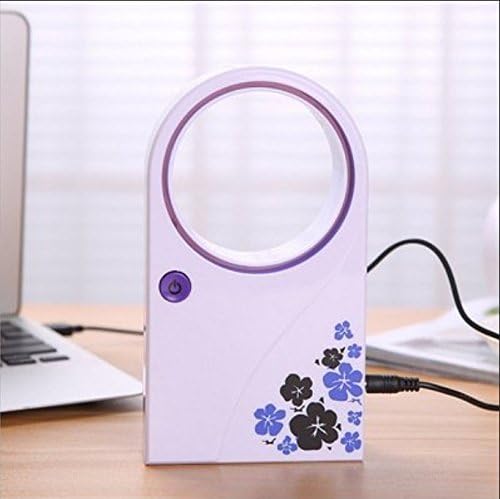 Omeny Creative Mini Portable Bladeless Fan No Leaf Air Conditioner w/ USB Cable Desktop (Purple)