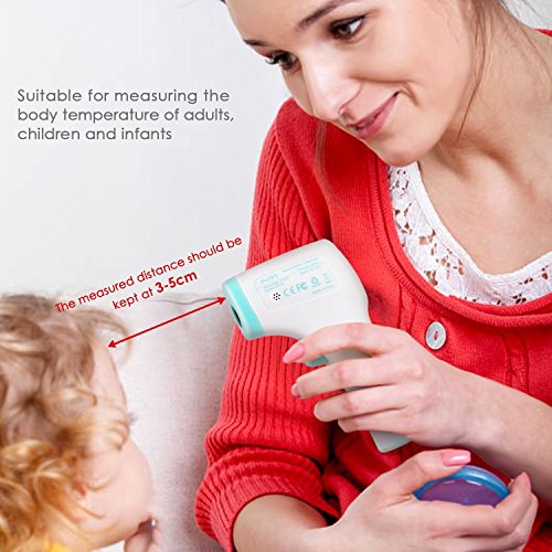 INTEY Infrarot Stirnthermometer Fieberthermometer für Kinder, Erwachsene, Tiere und Objekte Oberflächen mit Daten-Speicher-Funktion( 99 Speicherplätzen) und Hintergrundbeleuchtung inkl. Batterie - 5