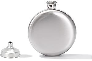 OHYER 5 oz Bouteille en Argent Flagon Classique Mini Flasque de Poche Portable Flacon de Hanche avec Entonnoir Flasque Alcool Hip Flask pour Conserver Whisky Vin en Camping Bars Fêtes Voyages