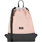 LARKSON Sports Bag Women and Men Pink Grey - No 7 | Women's Backpack for Sports and Festival, Small Drawstring Backpack with