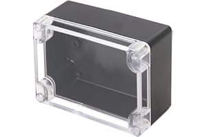Otdorpatio, Scatola di derivazione in plastica ABS, impermeabile, IP65, per progetti elettrici ed elettronici fai da te, nero con coperchio trasparente, 115 x 90 x 55 mm