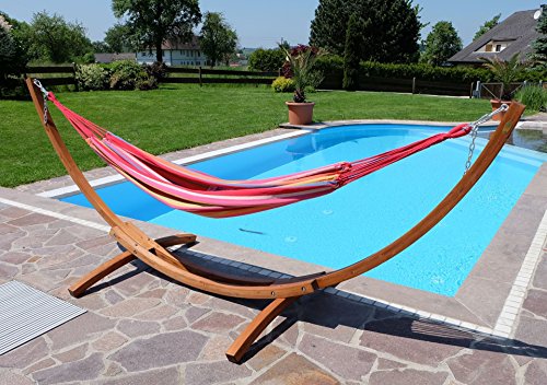 350cm Hängemattengestell MONA Gestell aus Holz Lärche mit bunter Tuch Hängematte von AS-S - 6