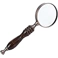 Meichoon Handheld Wood Magnifying Glass 10X Classical Nostalgic Retro Style Magnifier Ebony Handle The Elder Reading Aid Tool,UC32