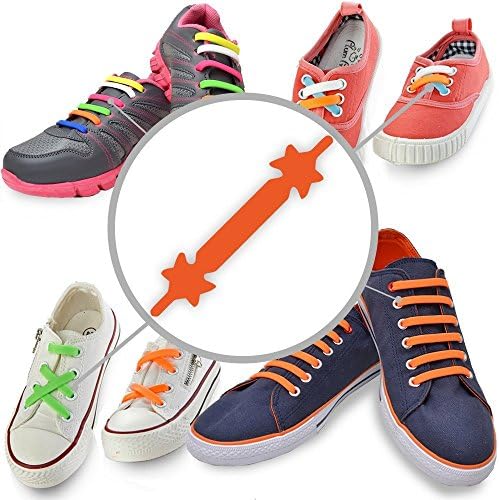 SILICONE LACES - Elastic No Tie Shoelaces with Special Design to Easy Pull & Lock - Perfect for Toddler, Kid or Arthritis Senior Adult - Super Easy To Clean
