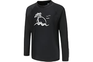 AISYEE Boys Swim Top Long Sleeve Kids One Piece Rash Guard Swimsuit Boys Rash Vest Age 5-14
