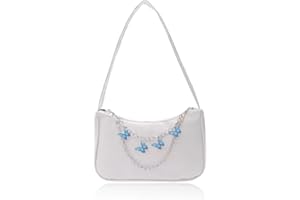 BAUIOREAD Borsa a mano 1 pezzo, piccola borsetta, piccola borsetta, borsa a tracolla con catena a farfalla, tasca ascellare con cerniera, borsetta, borsa da donna tinta unita