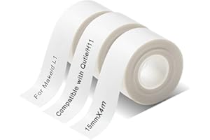 ASHYLE Qutie Etichette Adesive Termiche - Produzione Originale, 15mm Compatibile con PRT Qutie & MakeID L1 Etichettatrice, Impermeabile Per la Casa, i Vasi da Cucina (Trasparente, 3 Roll)