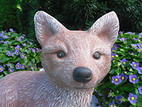 Steinfigur Fuchs, Gartenfigur Steinguss Tierfigur Rot/Braun Patina - 5