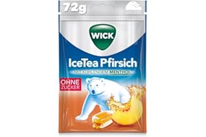 ‎WICK WICK IceTea Pfirsich Hustenbonbons mit kühlendem Menthol und Mate-Extrakt, ohne Zucker - 1er Pack (1 x 72 g)