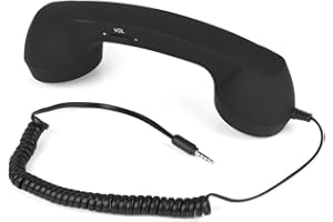 Rétro Combiné, MAGT Creative Cadeau Anti-rayonnement Vintage Filaire Téléphone Téléphone Récepteur D'appel 3.5mm Téléphone Portable Combiné avec Micro(Noir)