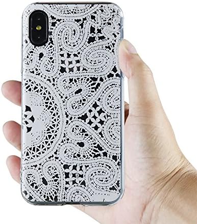 EVERSHOW iPhone X Case, Lace Pattern Printed Clear Design TPU Cover and Scratch Resistant for iPhone X