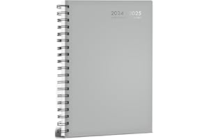QUICKDRAW Academic Diary 2024-2025 A5 Week to View Mid Year Spiral Bound Classic Colours Student Planner Casebound Organiser (Grey)