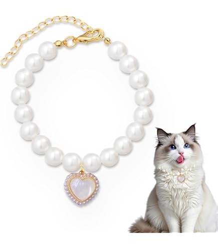 Modische Perlen-Halskette Für Haustiere Mit Krone & Diamant-Anhänger – Verstellbares Schmuck-Halsband Für Katzen & Kleine Hunde