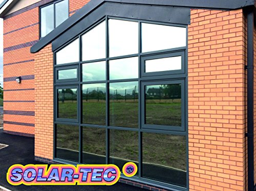 Original SOLAR-TEC® Universal Sonnenschutz Spiegelfolie 99% UV-Schutz 78% reduzierte Helligkeit hochglanzverspiegelt kratzfest selbstklebend 76cm x 220cm für Außen- und Innenmontage mit Zubehör - 5