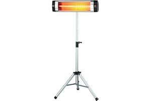 DMS® Infrarotstrahler Heizstrahler Wärmestrahler 2in 1 Terrassenstrahler Temperatur 3-Stufig höhenverstellbarem Teleskopstativ Wickeltischstrahler Terrassenheizer Quarzstrahler 2500W mit Fernbedienung