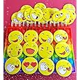 MSGH Smiley Emoji Colourful Expressions 4.5 CM Button Pins Badge Metal Brooch (Multicolour, 4.5 CM) - Set of 30/60 pcs- Birthday, Office and Theme Party