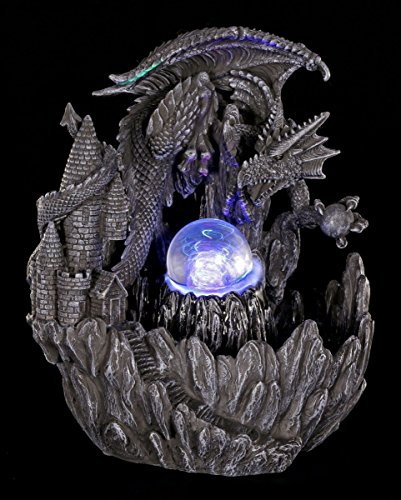 Drachen Brunnen mit LED - Figur Zimmerbrunnen Gothic