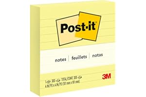 Post-it 675YL karteczki samoprzylepne XL, w linie, 100 x 100 mm, 300 kartek, żółte