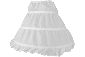 Meet-shop Enagua para Niñas, Medio Deslizamiento 3 Aros, Adorno de Encaje, Falda de Flores, Cintura Elástica, Crinolina Polos Blancos