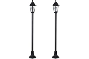 MiniSun | Traditional Victorian Style 1.2m Black Lamp Post Lights | Post Lights, Home Décor & Improvement Essential | Set of 2 | Includes 10W LED GLS Bulbs [3000K Warm White]