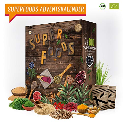 Preisvergleich Produktbild SUPERFOOD Adventskalender I kulinarischer Weihnachtskalender mit 24 Feinkost Überraschungen! Ausgefallener Adventskalender für gesunde Menschen