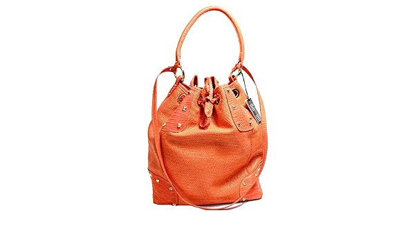ALMALA borsa donna mod secchiello in raffia e dettagli in 100% pelle  arancio : Amazon.it: Scarpe e borse