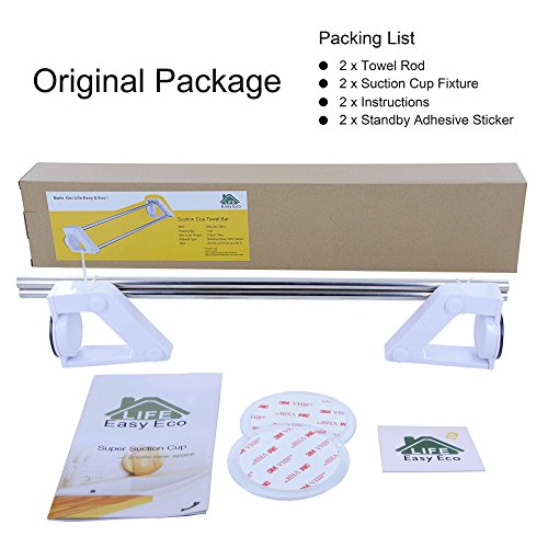 Leicht & Eco Life Super Saugnapf Double Edelstahl Polen Handtuch Bar Halter Storage Rack, weiß - 6