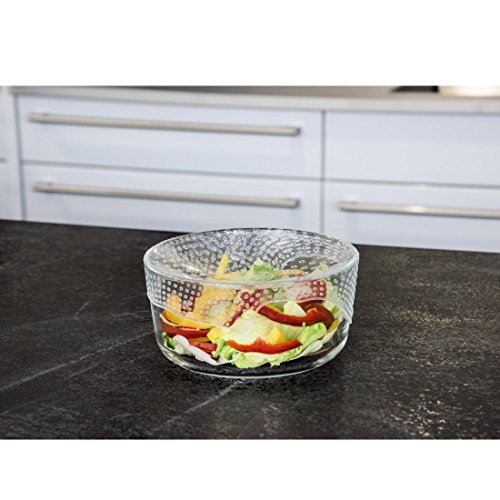 Xavax wiederverwendbare Silikon Frischhaltefolie (extrem dehnbare Silikondeckel, drei verschiedenen Größen für Schüssel, Töpfe oder Gläser, wasser- und luftdicht, 3er-Set) transparent - 12