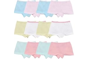 Anntry Kids 12 Pack Soft Comfort Cotton Knickers Underwear Little Girls Assorted Boyshort Panties 2-12 Yrs