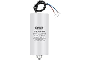 BEEYUIHF CBB60 Condensateur de Démarrage 25µF Moteur condensateur 50 / 60Hz 450VAC 25uF avec fil Câble vis M8 pour moteur électrique/sèche-linge Taille 45x95mm