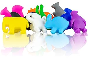 Qpractiko | Marcadores de copas animados de silicona | 12 unidades, colores variados, 2,8 cm | Autoadhesivos, reutilizables, sujeción firme, lavables | Identifica tu copa en fiestas