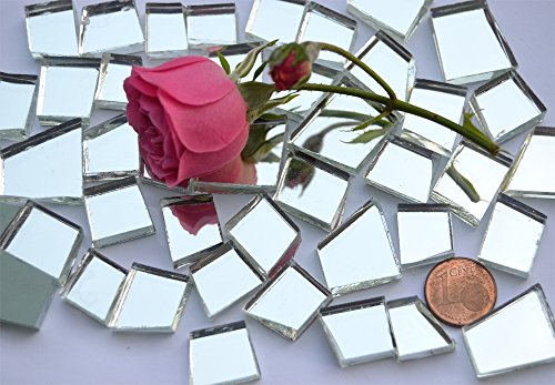 100g unregelmäßige Spiegel- Mosaiksteine silber Spiegelmosaik ca. 40St. - 2