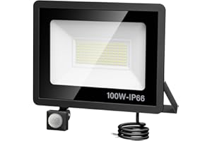 TOOBETTP Faretto LED da Esterno con Sensore di Movimento 100W, Faretto LED da Esterno 10000LM Bianco Freddo 3500K Faretto Led Esterno Impermeabile IP66 Faro LED Esterno per Giardino Cortile Garage Pareti
