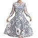 Produktbild Oyedens kleider sommer damen Frauen Sommer Organza Blumendruck Hochzeitsfest Ball Abendkleid Cocktailkleid Druck Camisole Kleid a linie boho kleid audrey hepburn stil elegant party kleider Knielänge Kleid (XL, Grau)