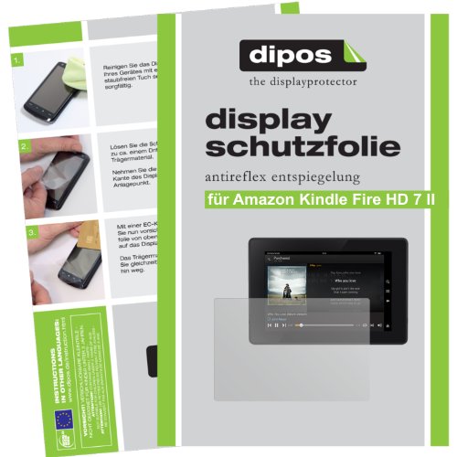 dipos Amazon Kindle Fire HD 7 Zoll Modell 2013 Schutzfolie (2 Stück) – Antireflex Premium Folie matt - 2