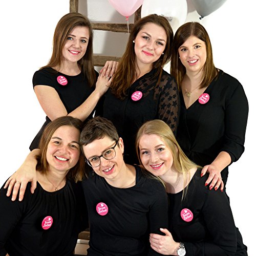 6 Frau Wundervoll JGA Buttons rosa / pink – Team Braut, Ø 5,6 cm – Junggesellinnenabschied / Hen Party / Anstecker - 4